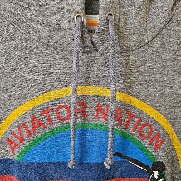 AVIATOR NATION Heather Grey Venice CA Drawstring Rainbow Surf Hoodie Sz M - Picture 7 of 16